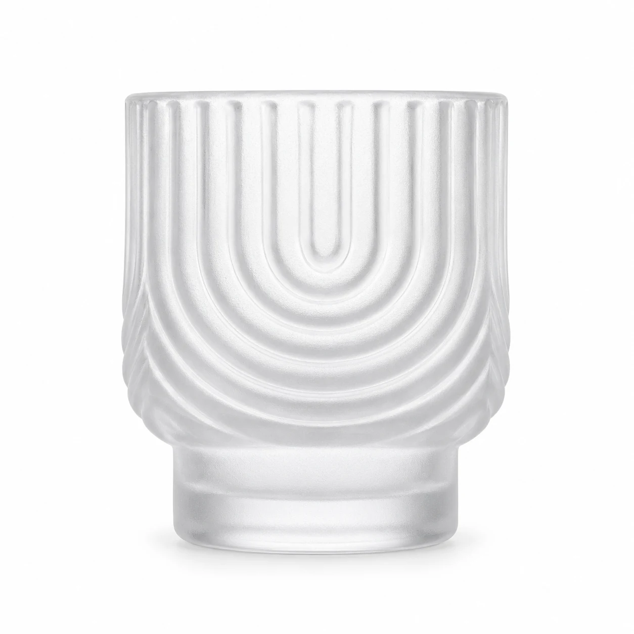 180ml Arch-Pattern Pedestal Glass Candle Jar - VSS-CJ-065 — frosted