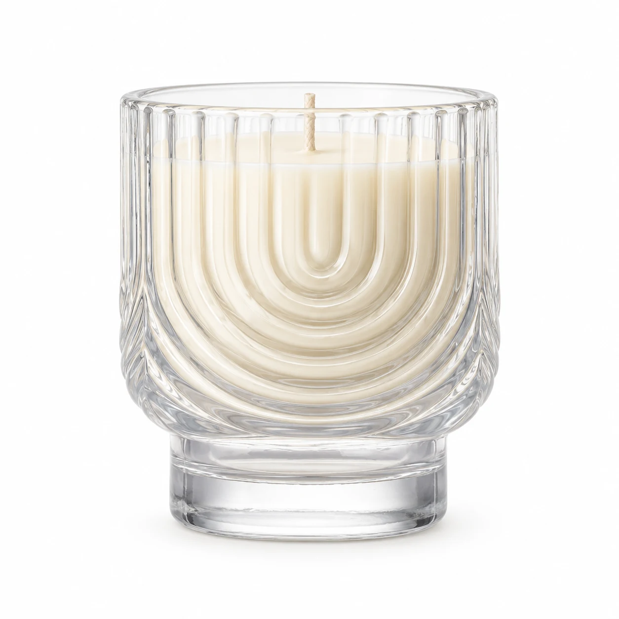 180ml Arch-Pattern Pedestal Glass Candle Jar - VSS-CJ-065 — clear wax