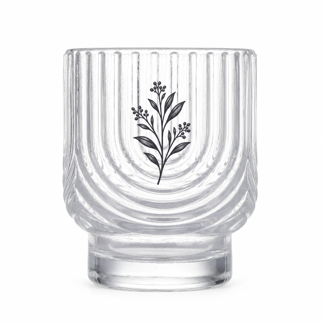 180ml Arch-Pattern Pedestal Glass Candle Jar - VSS-CJ-065 — screen printing
