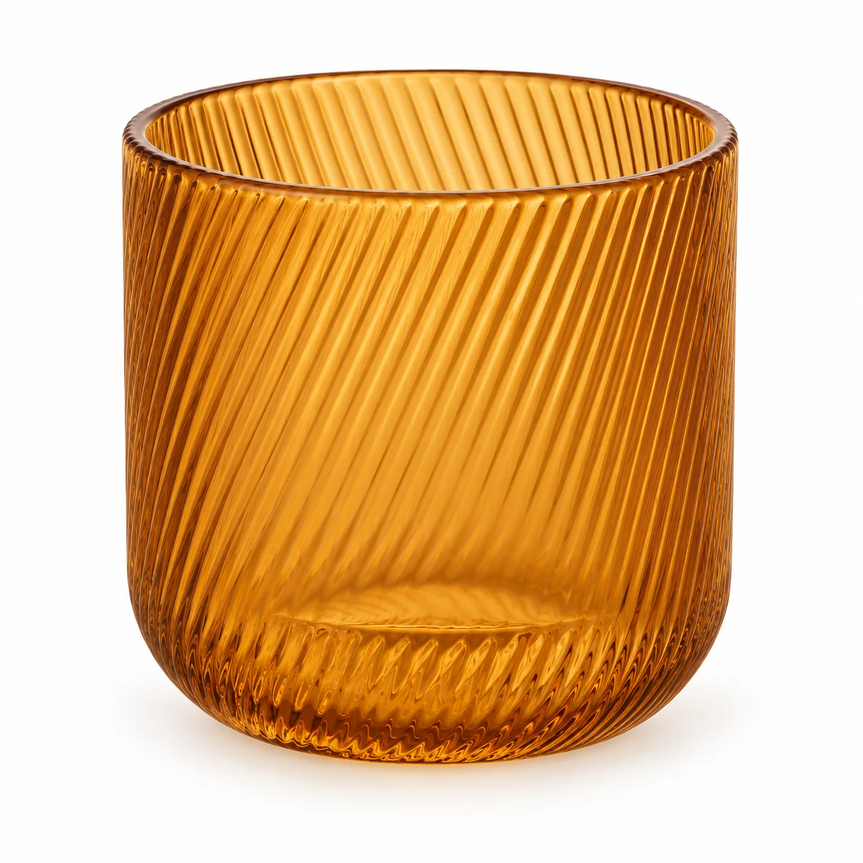 Spiral-Ribbed Glass Candle Jar (VSS-CJ-066) — amber