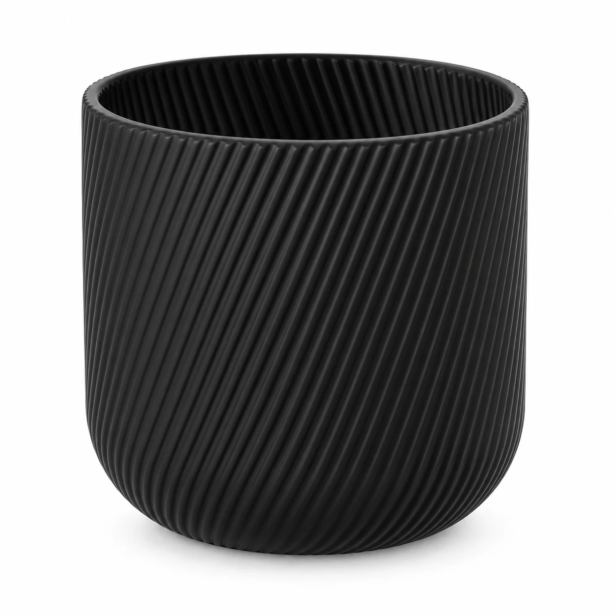 Spiral-Ribbed Glass Candle Jar (VSS-CJ-066) — black