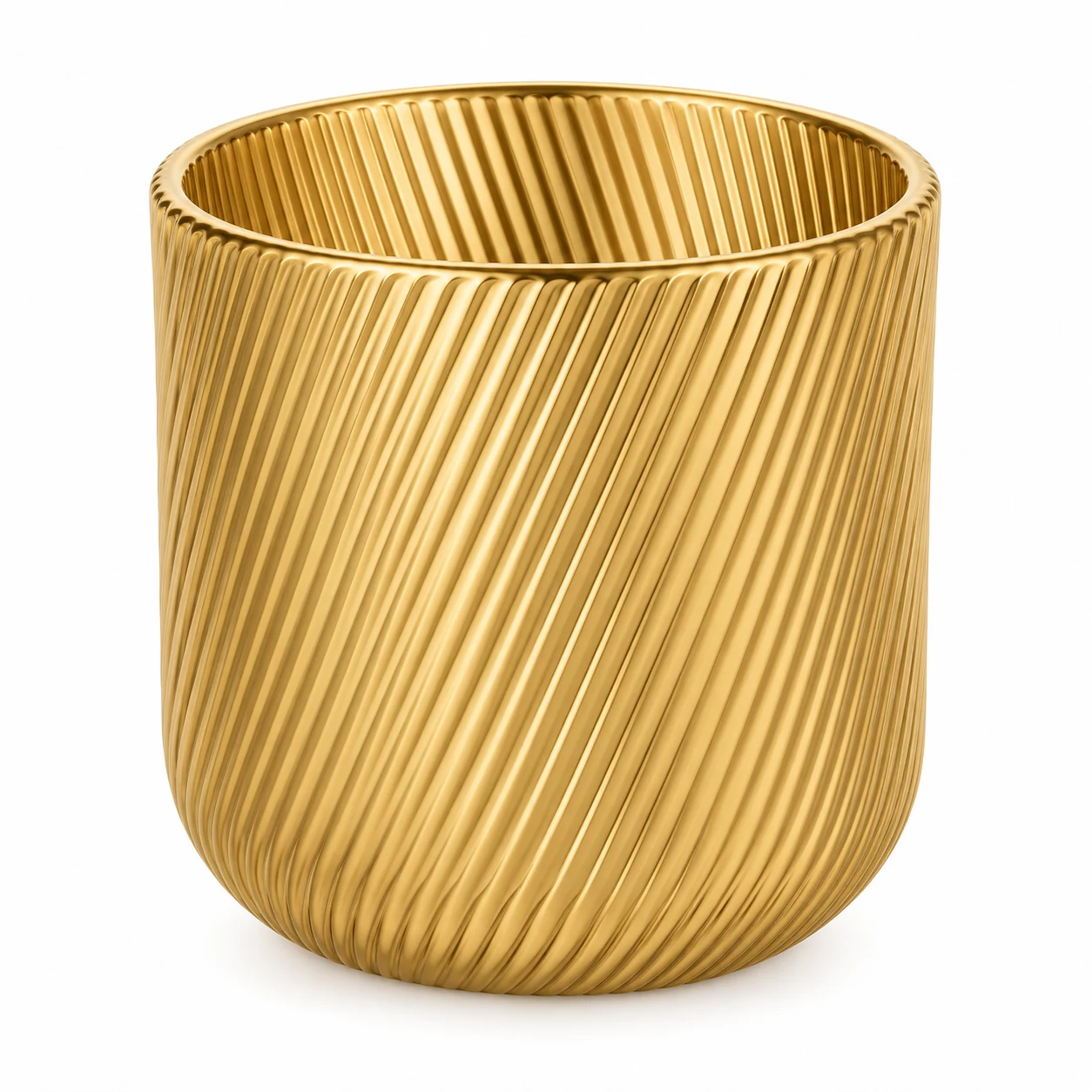 Spiral-Ribbed Glass Candle Jar (VSS-CJ-066) — gold