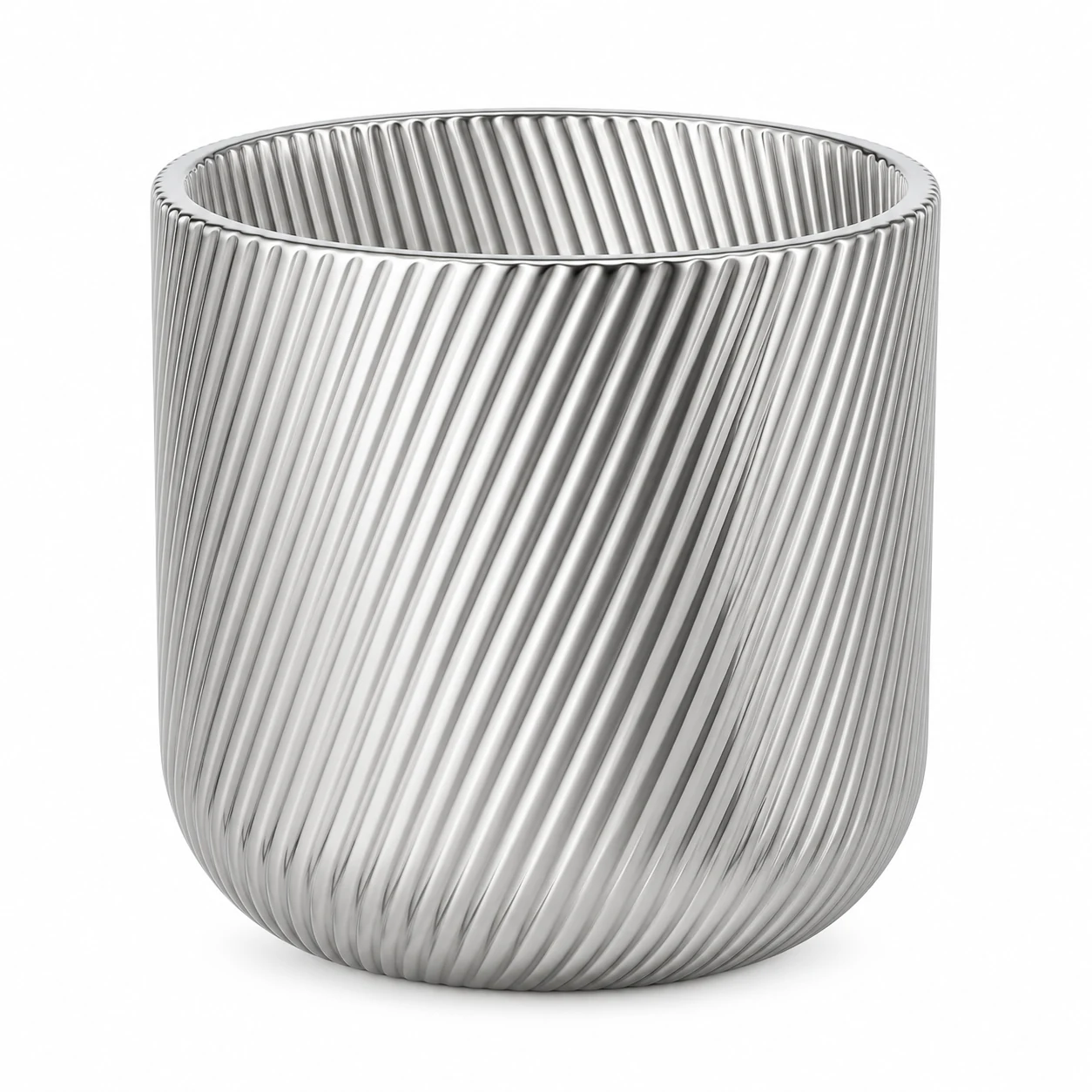 Spiral-Ribbed Glass Candle Jar (VSS-CJ-066) — silver