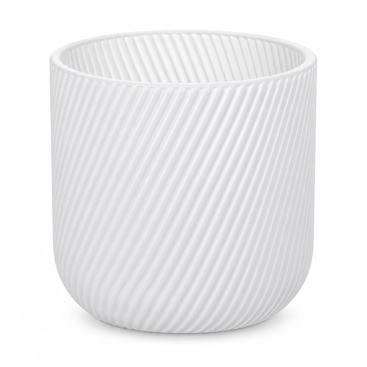 Spiral-Ribbed Glass Candle Jar (VSS-CJ-066) — white