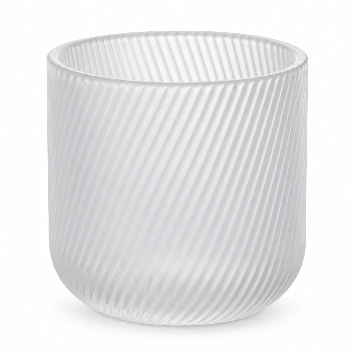 Spiral-Ribbed Glass Candle Jar (VSS-CJ-066) — frosted