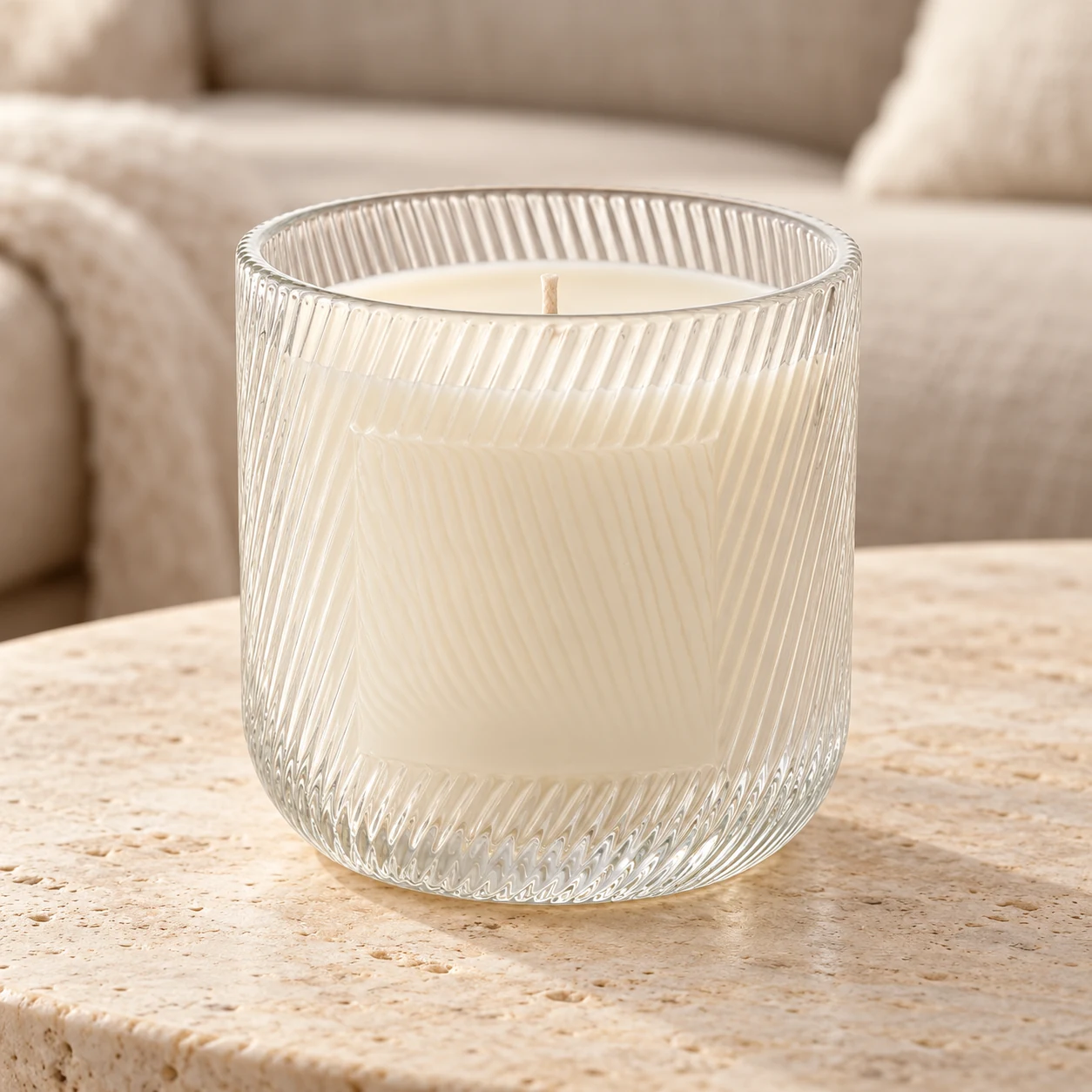 Spiral-Ribbed Glass Candle Jar (VSS-CJ-066) — lifestyle 01