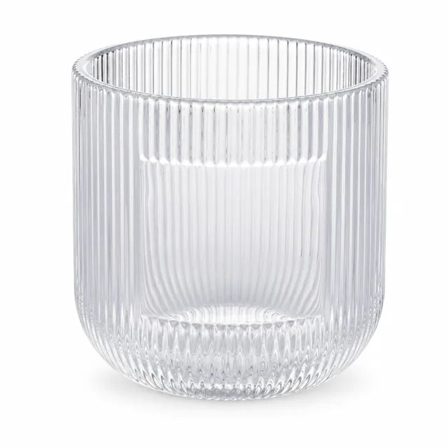 Fine-Ribbed Glass Candle Jar (VSS-CJ-067) — clear