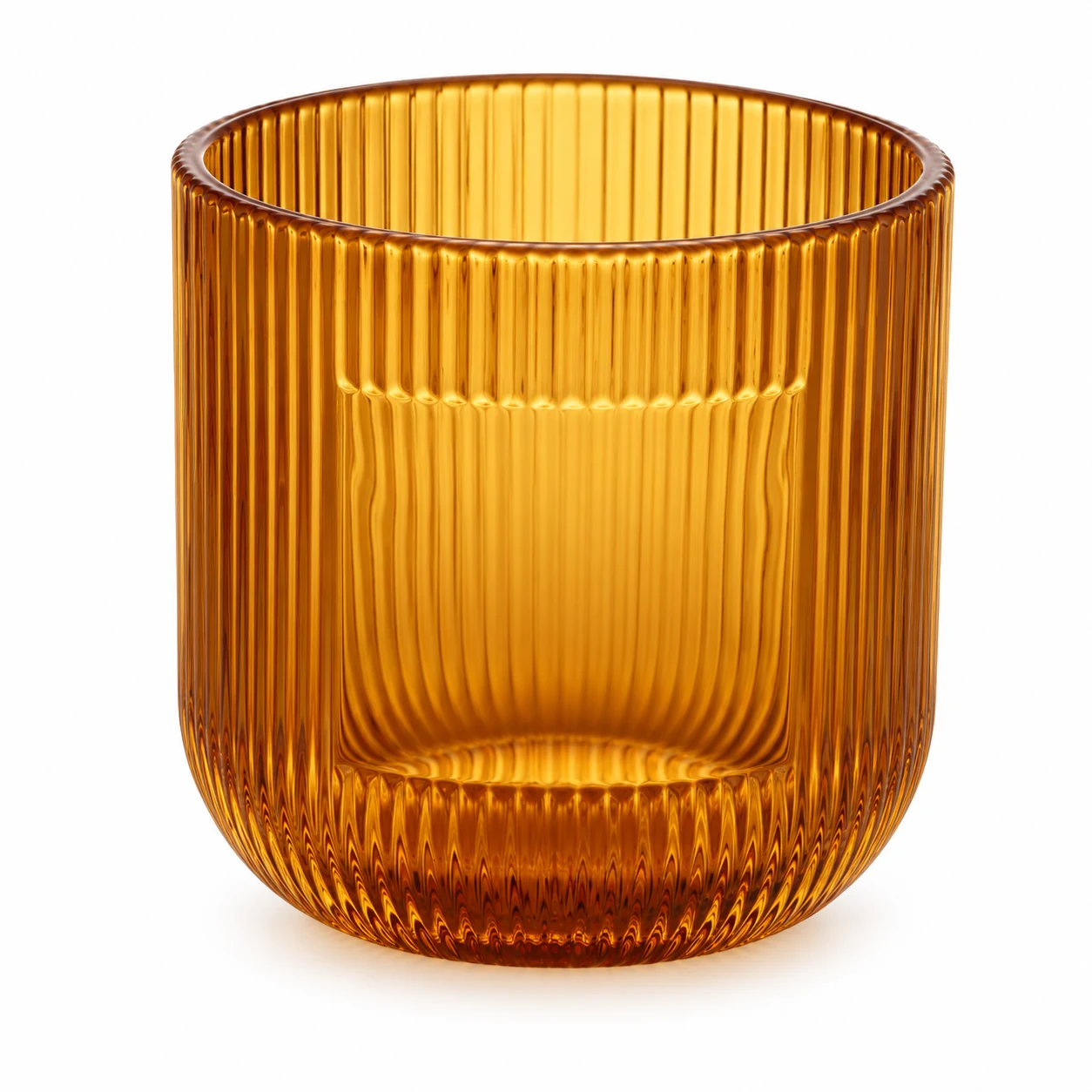 Fine-Ribbed Glass Candle Jar (VSS-CJ-067) — amber