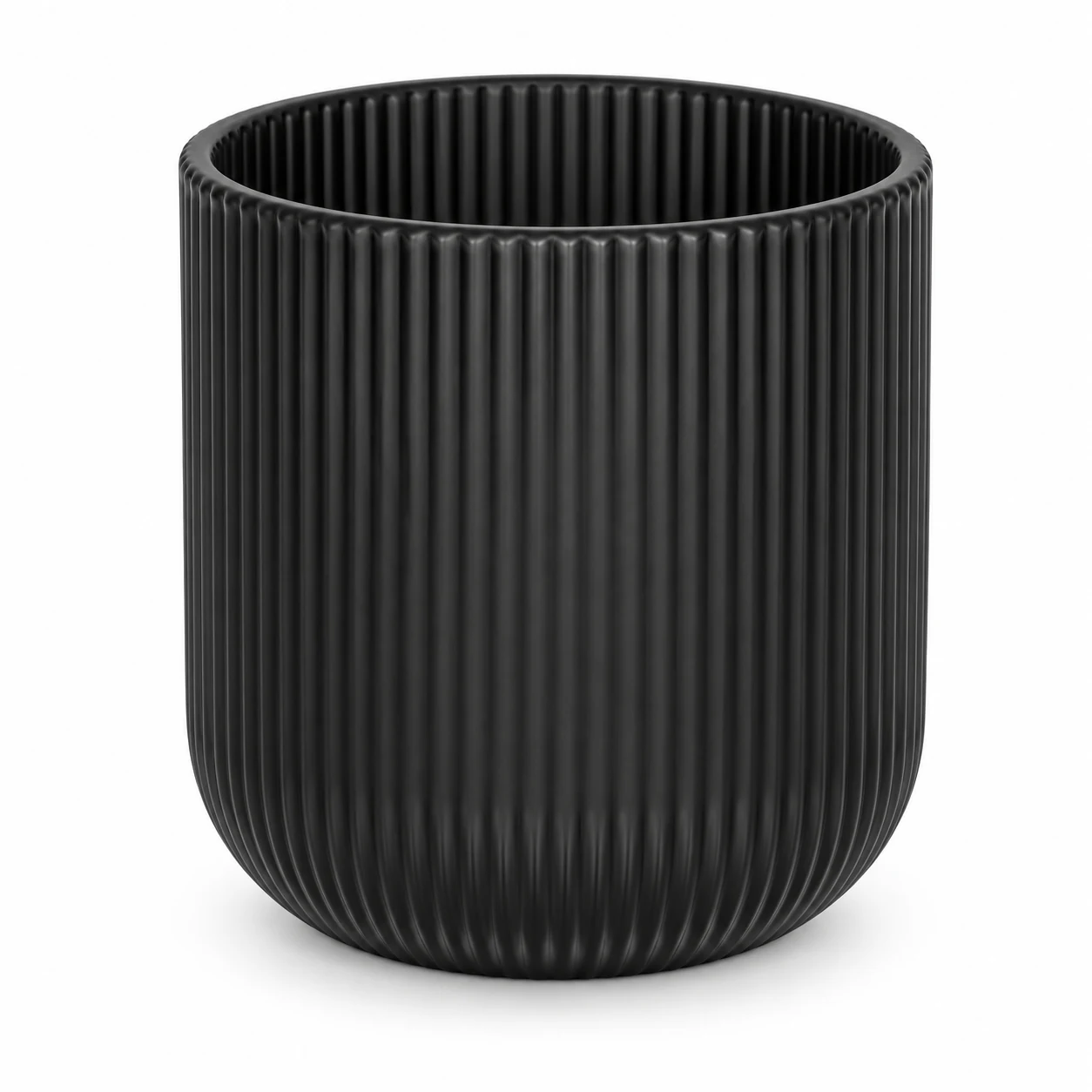 Fine-Ribbed Glass Candle Jar (VSS-CJ-067) — black