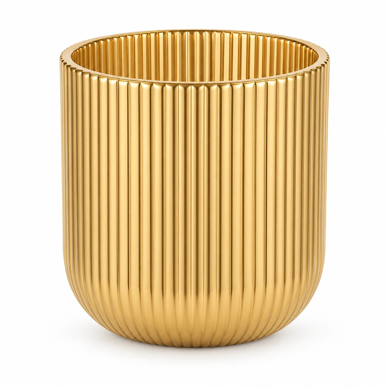 Fine-Ribbed Glass Candle Jar (VSS-CJ-067) — gold
