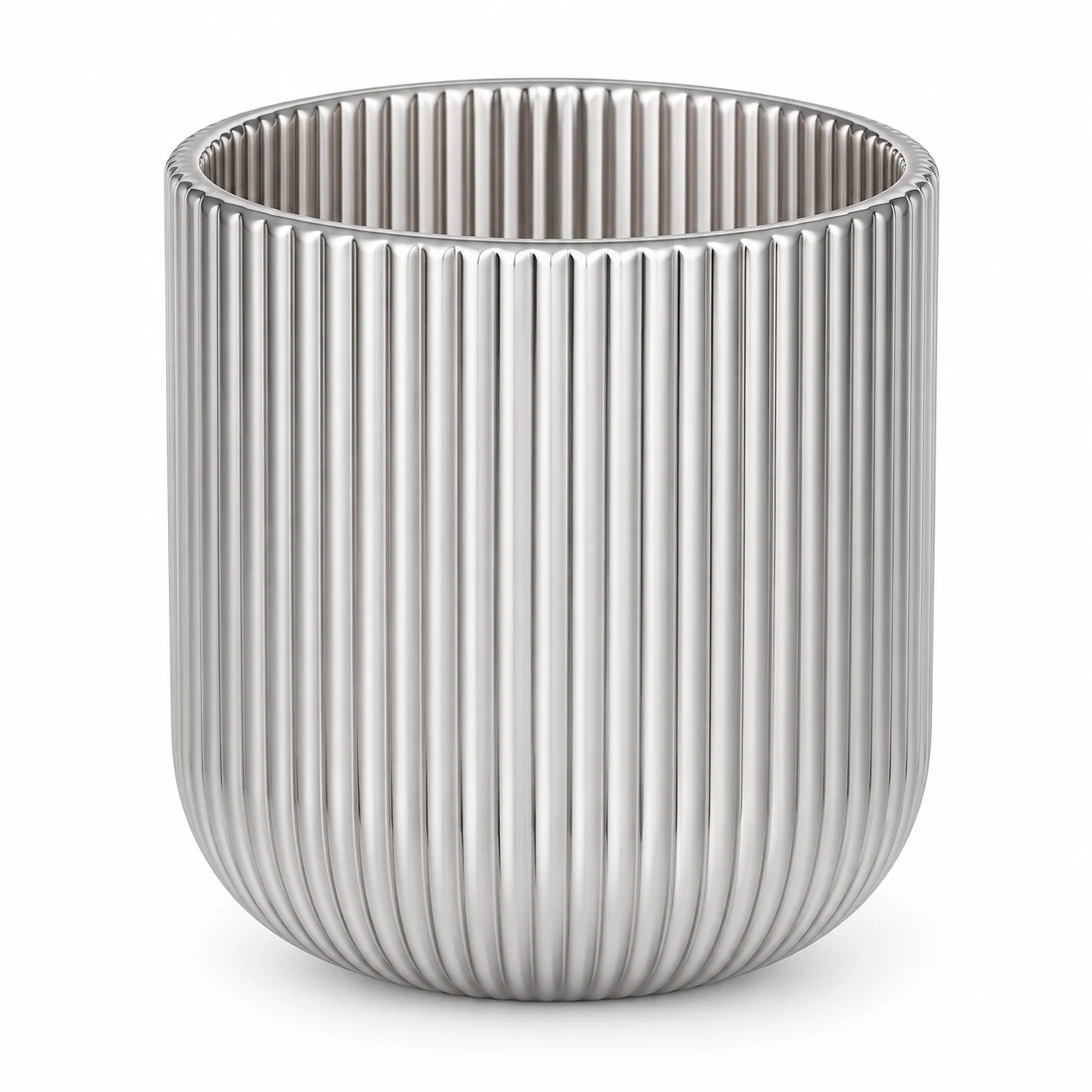 Fine-Ribbed Glass Candle Jar (VSS-CJ-067) — silver