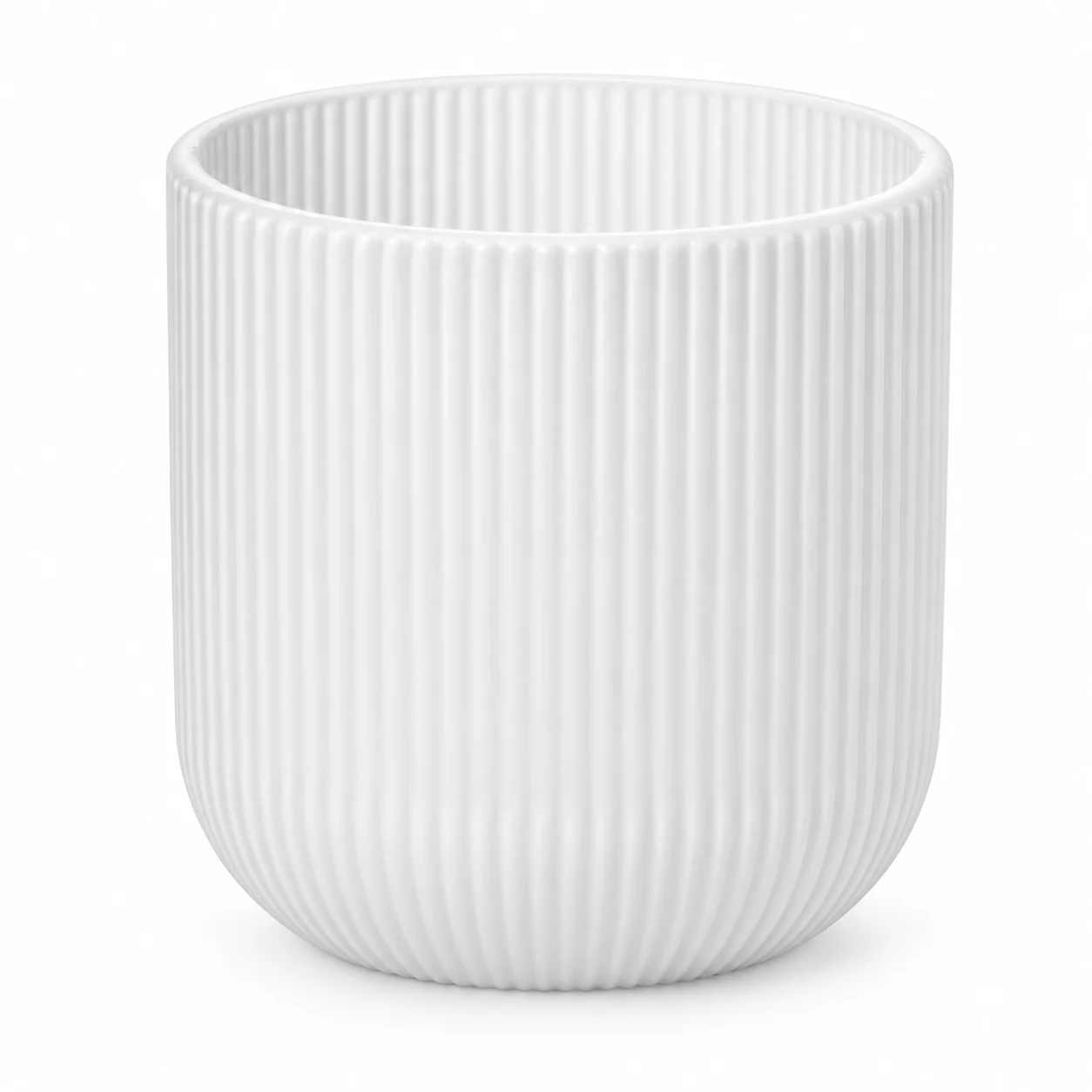 Fine-Ribbed Glass Candle Jar (VSS-CJ-067) — white