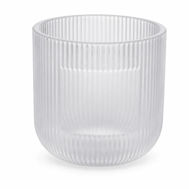 Fine-Ribbed Glass Candle Jar (VSS-CJ-067) — frosted