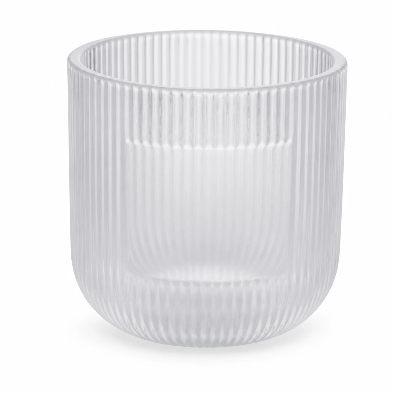 Fine-Ribbed Glass Candle Jar (VSS-CJ-067) — frosted