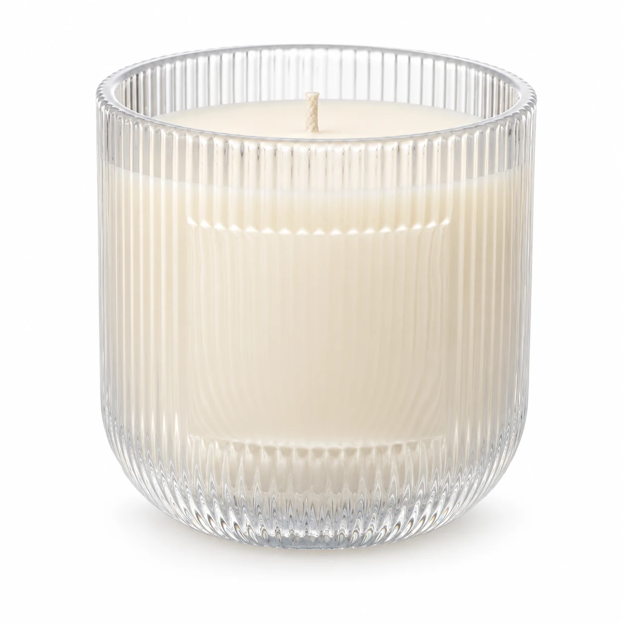 Fine-Ribbed Glass Candle Jar (VSS-CJ-067) — clear wax