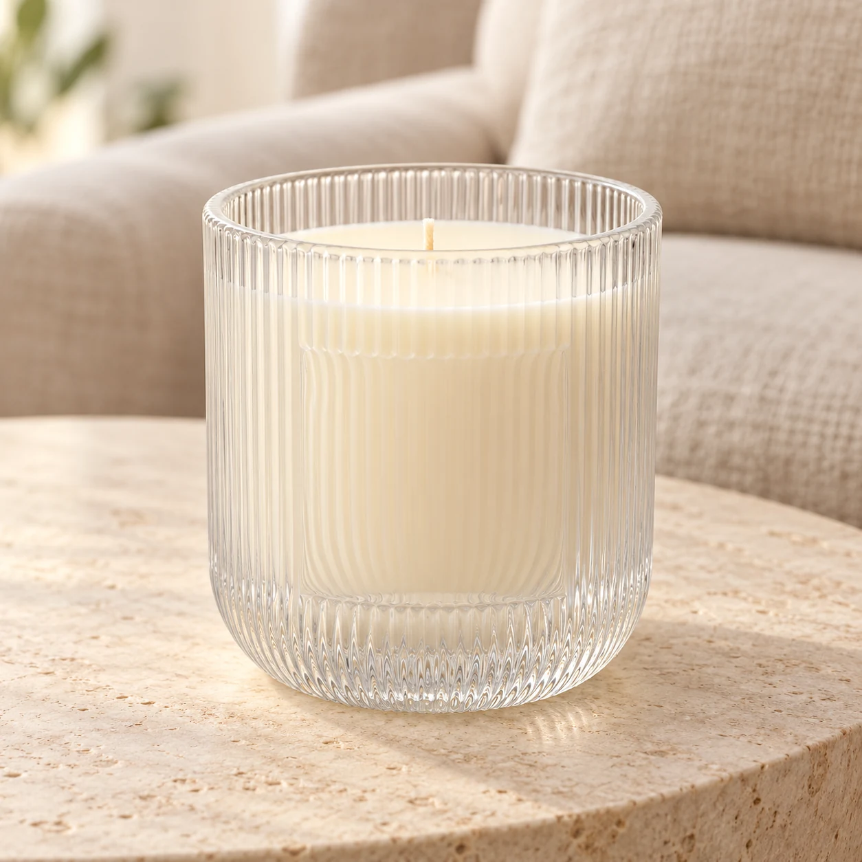 Fine-Ribbed Glass Candle Jar (VSS-CJ-067) — lifestyle 01