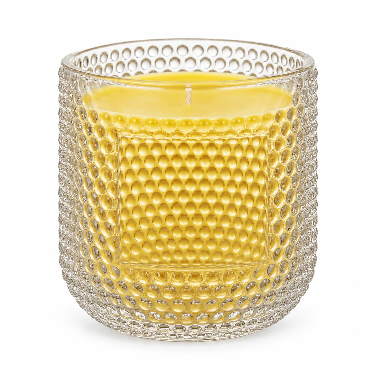 Hobnail Glass Candle Jar (VSS-CJ-068) — candle application — yellow wax