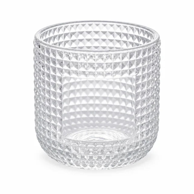 Textured Diamond Glass Candle Jar (VSS-CJ-069) — clear