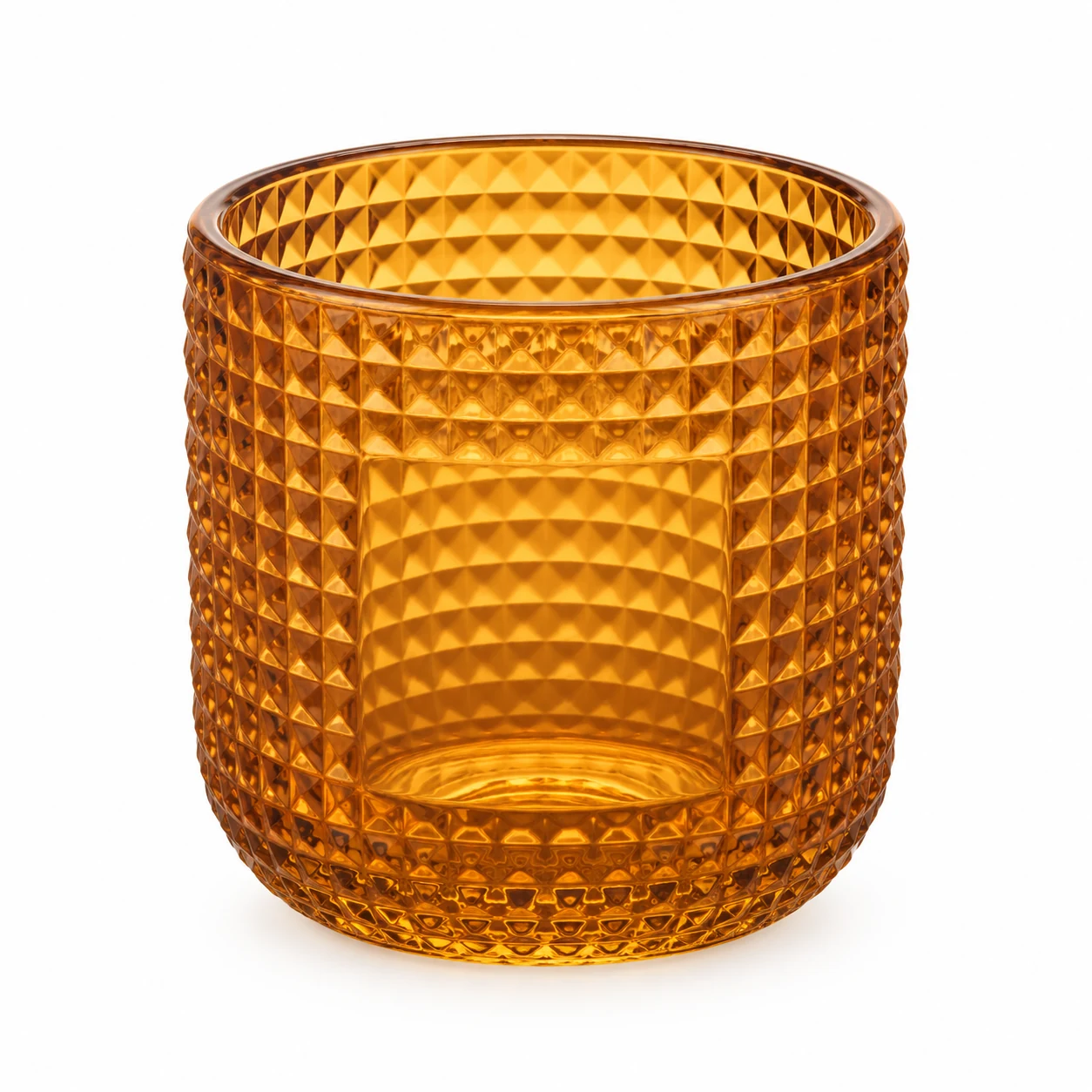Textured Diamond Glass Candle Jar (VSS-CJ-069) — amber