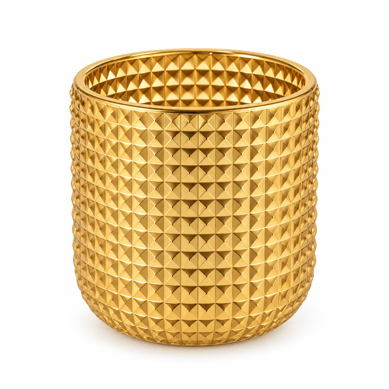 Textured Diamond Glass Candle Jar (VSS-CJ-069) — gold
