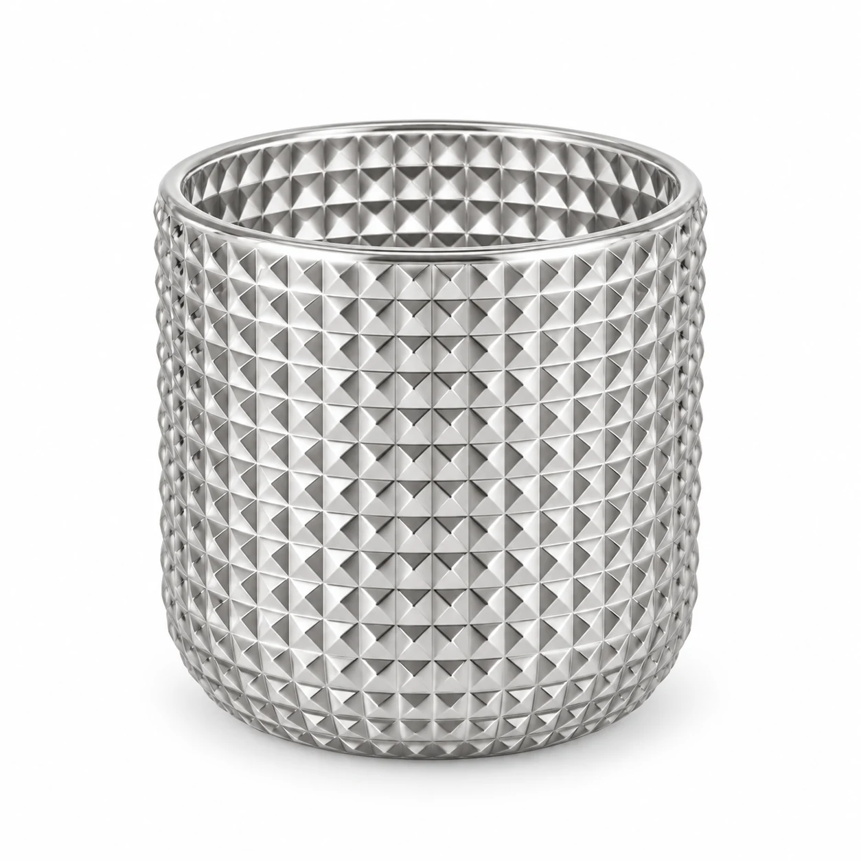 Textured Diamond Glass Candle Jar (VSS-CJ-069) — silver