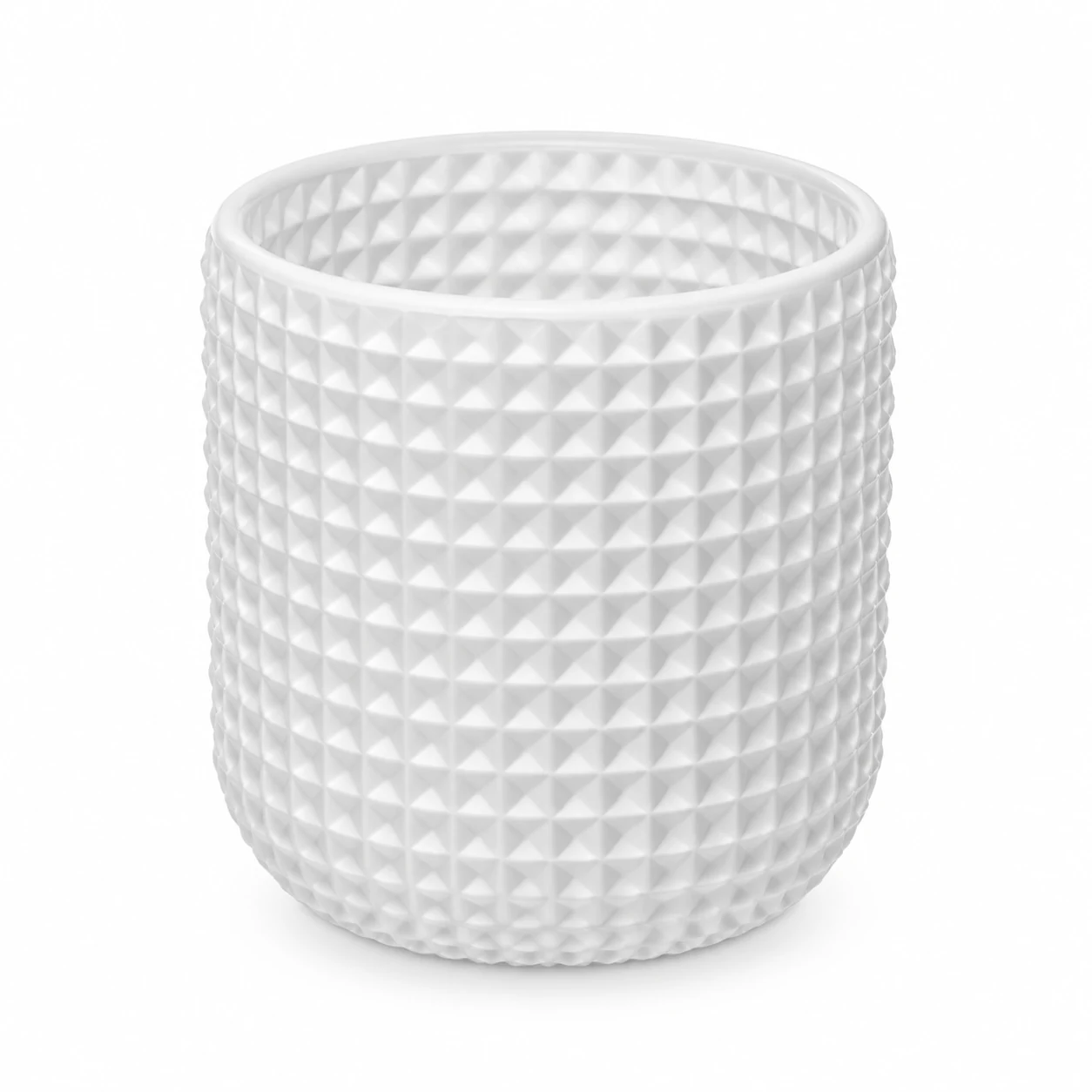 Textured Diamond Glass Candle Jar (VSS-CJ-069) — white