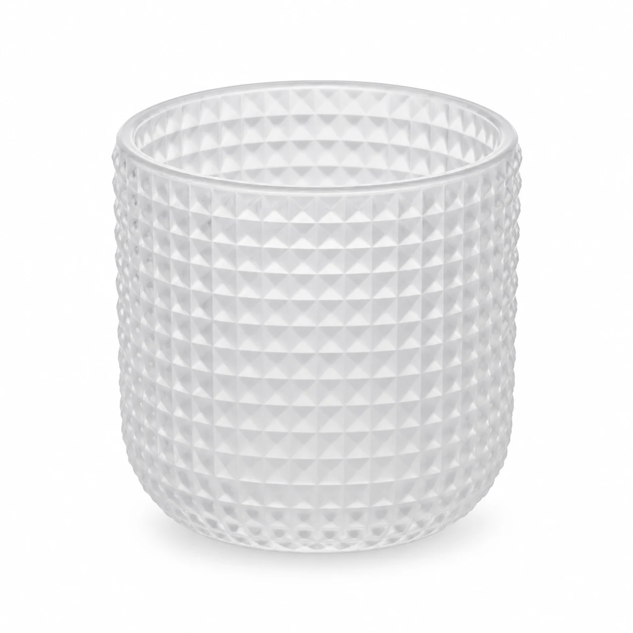 Textured Diamond Glass Candle Jar (VSS-CJ-069) — frosted
