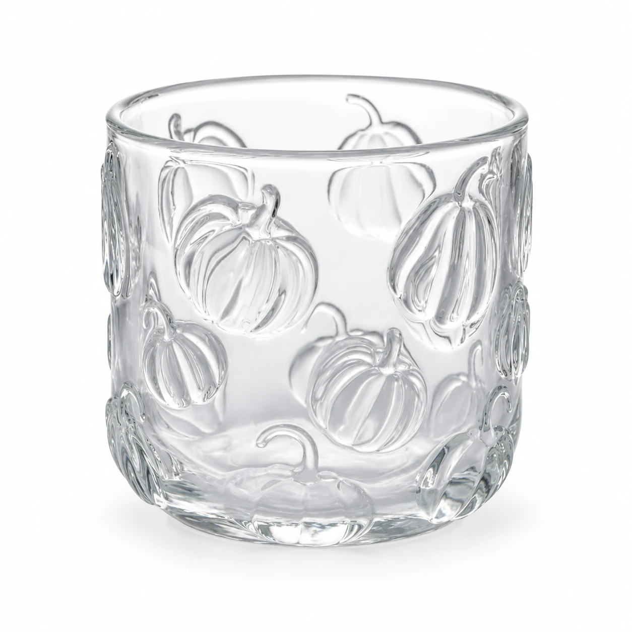 520ml Pumpkin-Pattern Glass Candle Jar - VSS-CJ-070 — clear