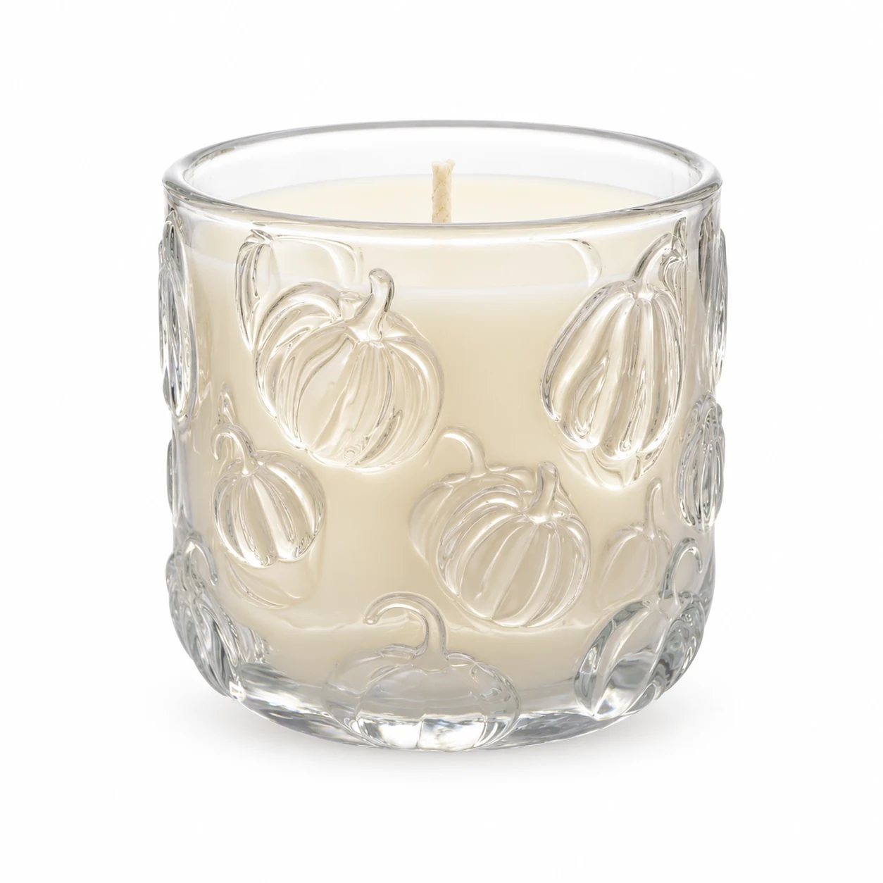 520ml Pumpkin-Pattern Glass Candle Jar - VSS-CJ-070 — clear wax