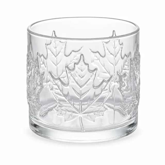 520ml Maple Leaf-Pattern Glass Candle Jar - VSS-CJ-072 — clear