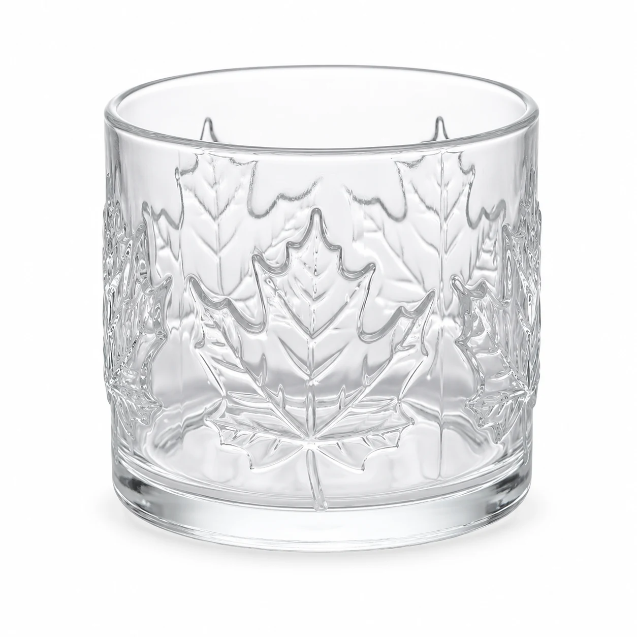 520ml Maple Leaf-Pattern Glass Candle Jar - VSS-CJ-072 — clear