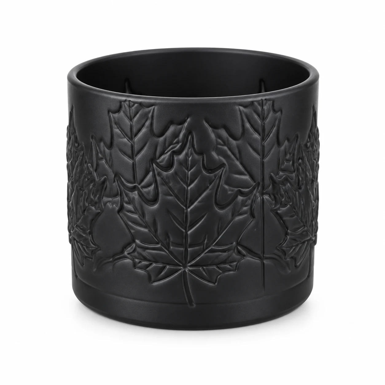 520ml Maple Leaf-Pattern Glass Candle Jar - VSS-CJ-072 — black