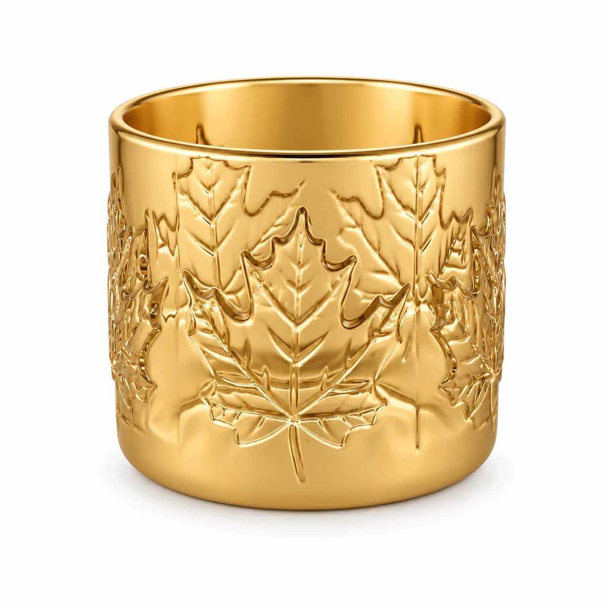520ml Maple Leaf-Pattern Glass Candle Jar - VSS-CJ-072 — gold