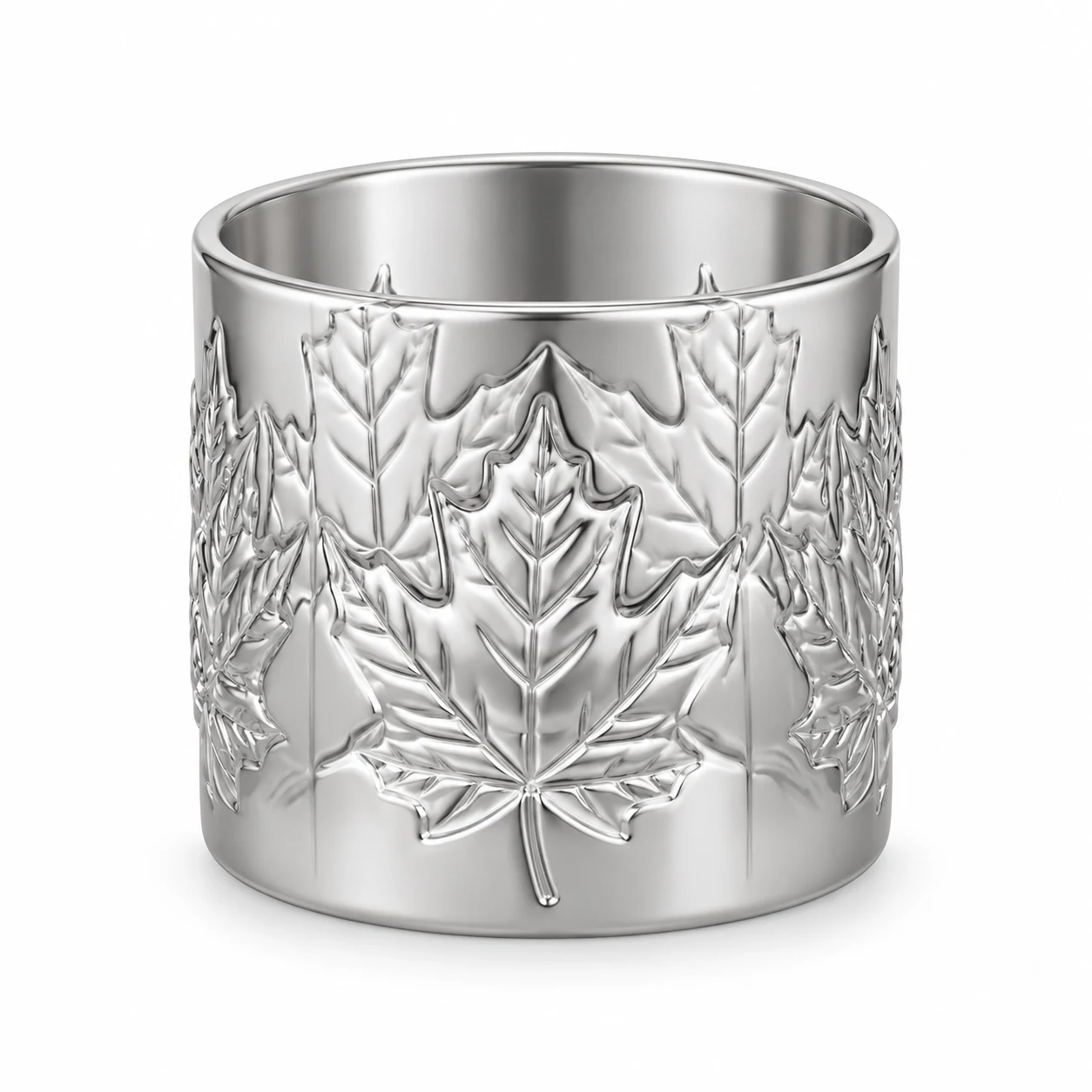 520ml Maple Leaf-Pattern Glass Candle Jar - VSS-CJ-072 — silver