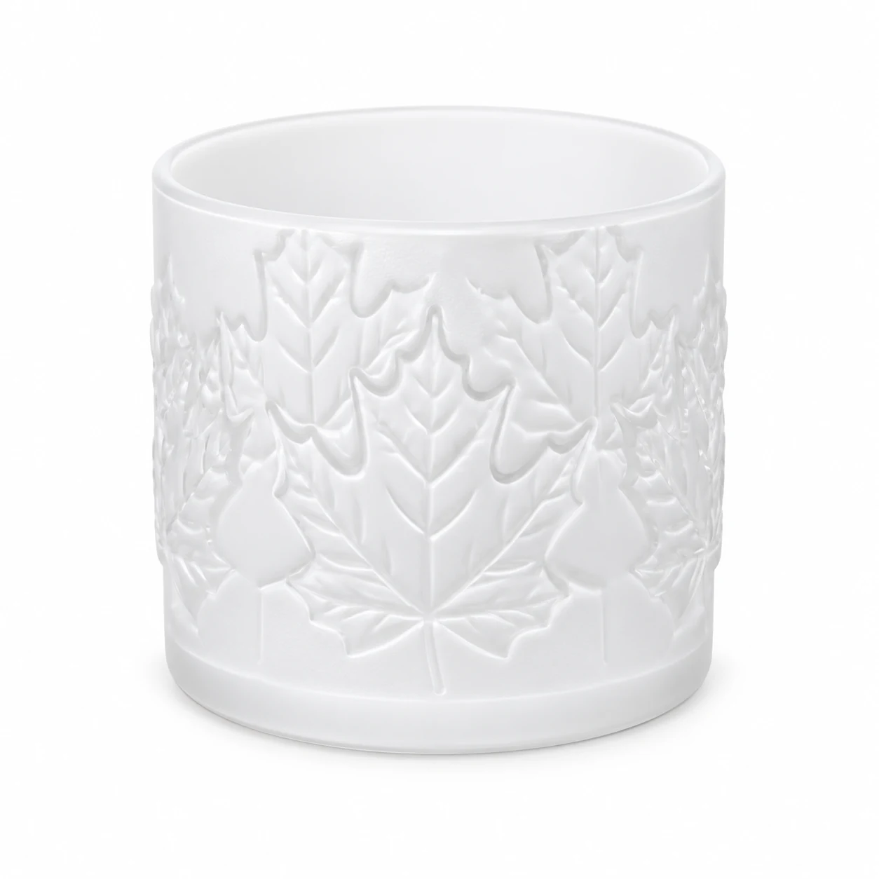 520ml Maple Leaf-Pattern Glass Candle Jar - VSS-CJ-072 — white