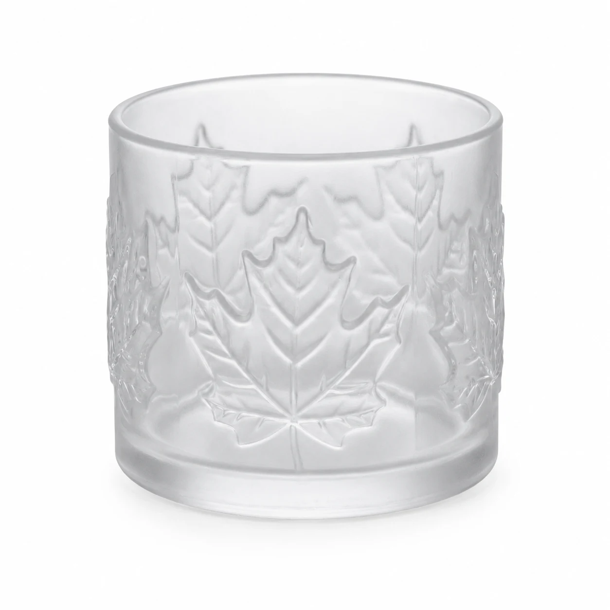 520ml Maple Leaf-Pattern Glass Candle Jar - VSS-CJ-072 — frosted