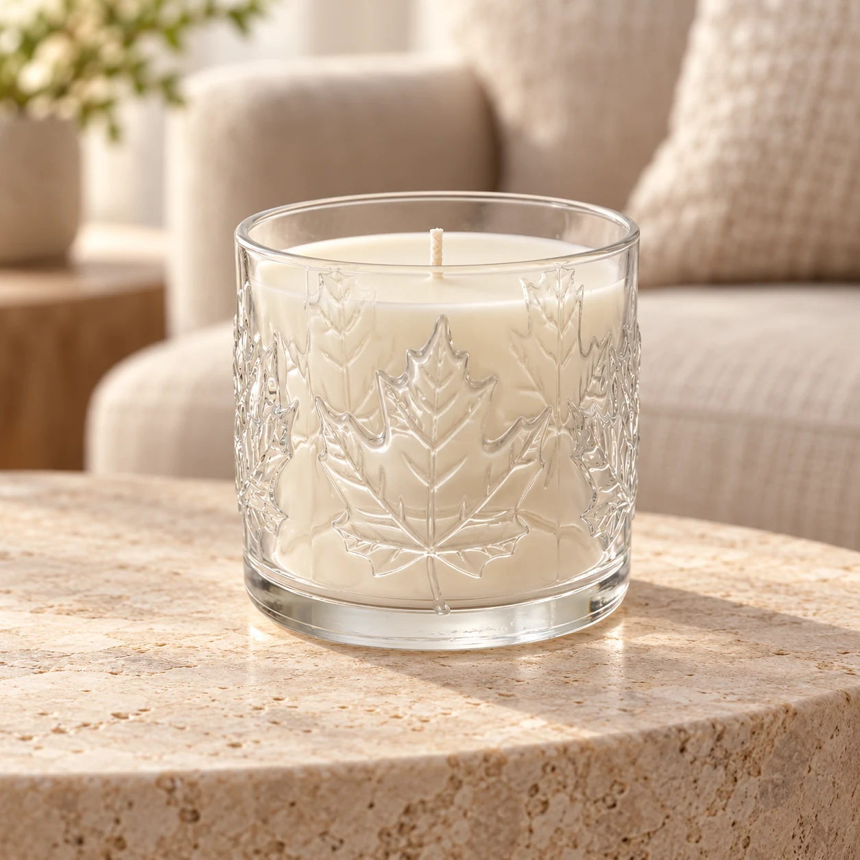 520ml Maple Leaf-Pattern Glass Candle Jar - VSS-CJ-072 — lifestyle 01