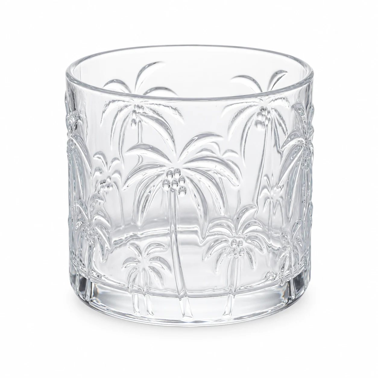 520ml Palm Tree-Pattern Glass Candle Jar - VSS-CJ-073 — clear
