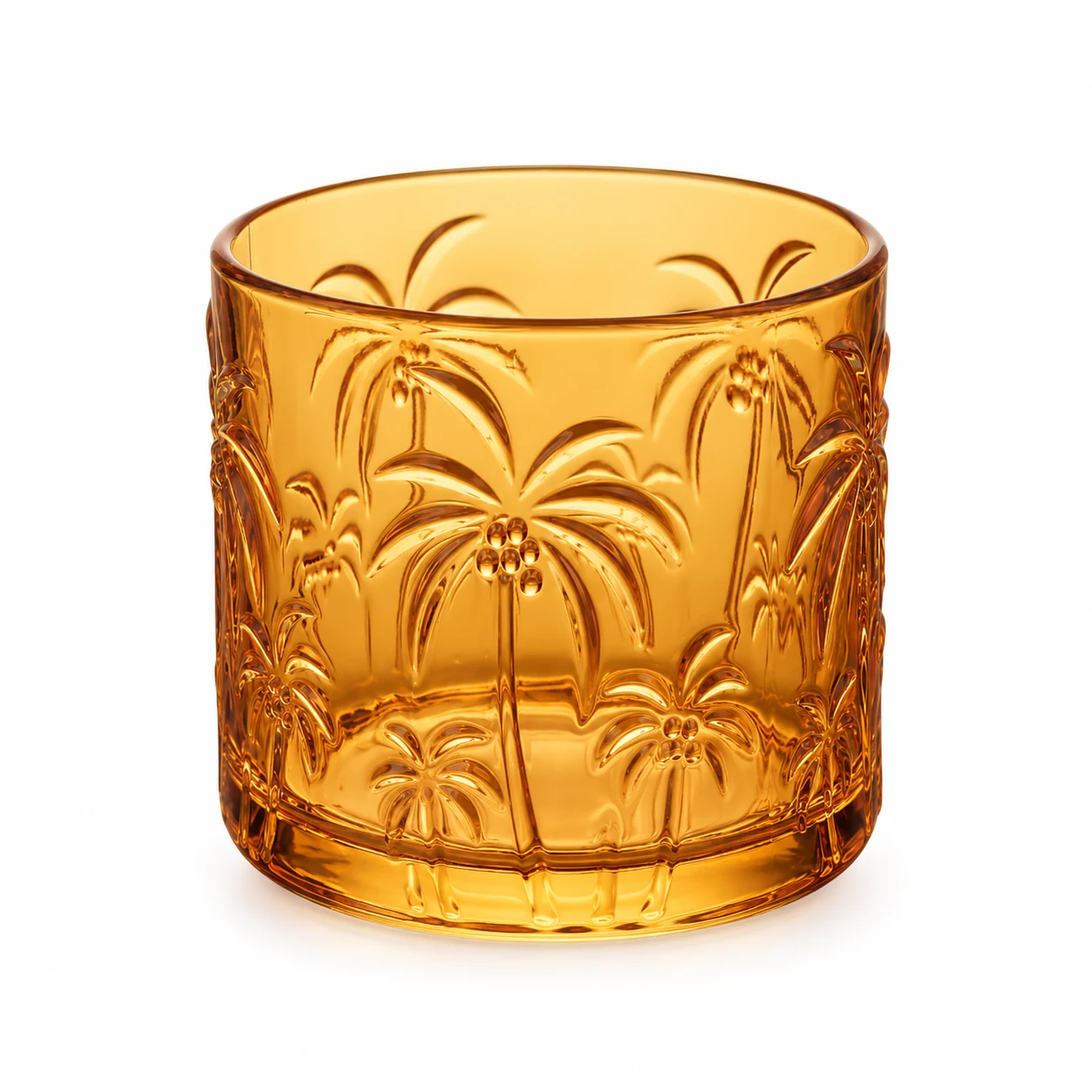520ml Palm Tree-Pattern Glass Candle Jar - VSS-CJ-073 — amber