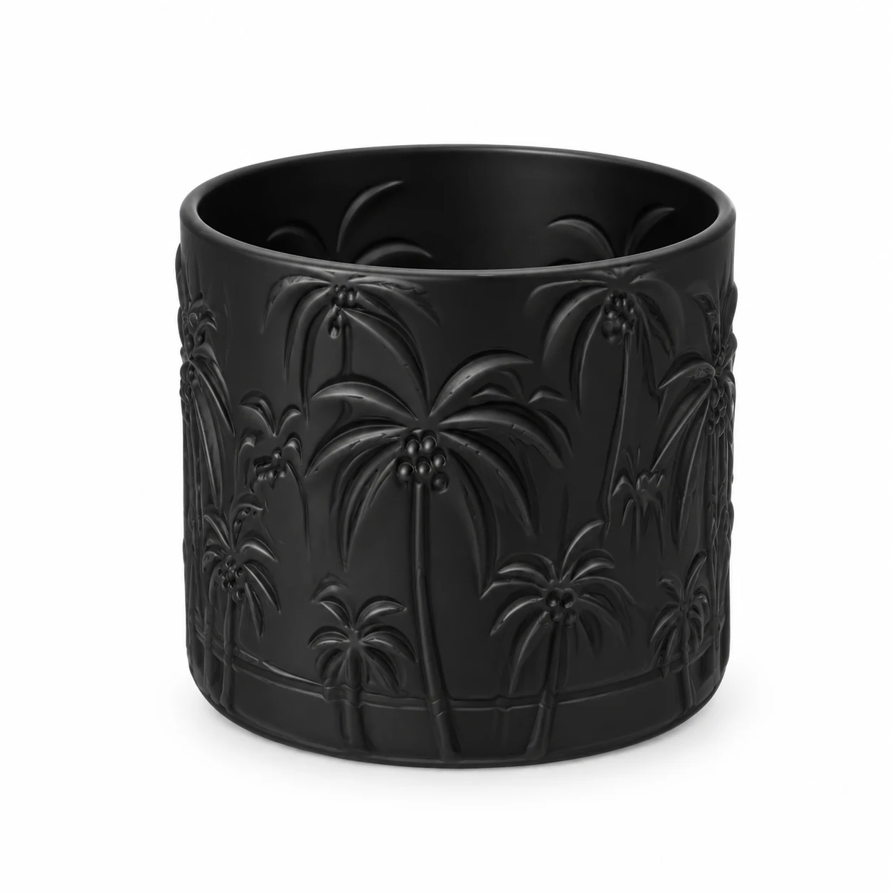 520ml Palm Tree-Pattern Glass Candle Jar - VSS-CJ-073 — black