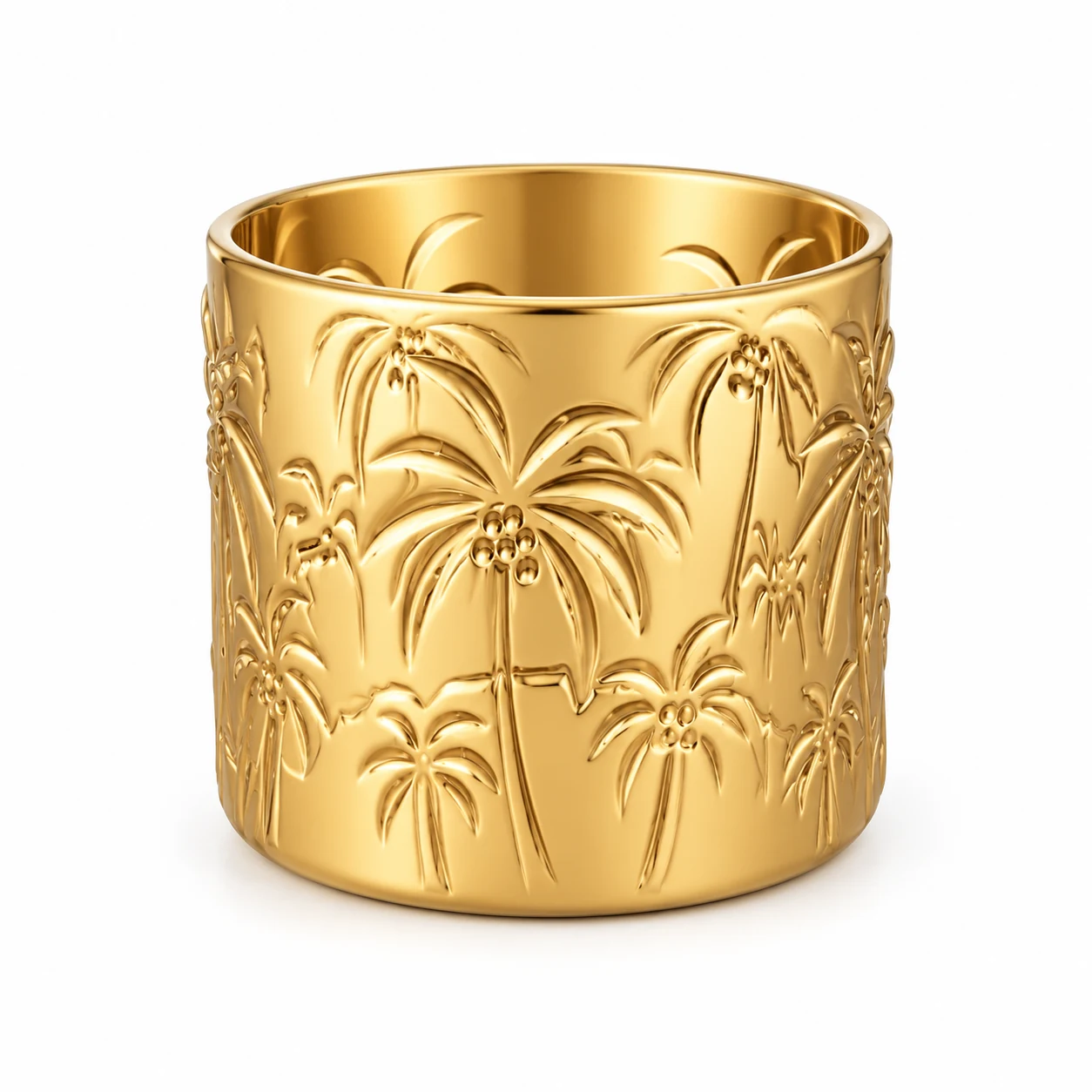 520ml Palm Tree-Pattern Glass Candle Jar - VSS-CJ-073 — gold
