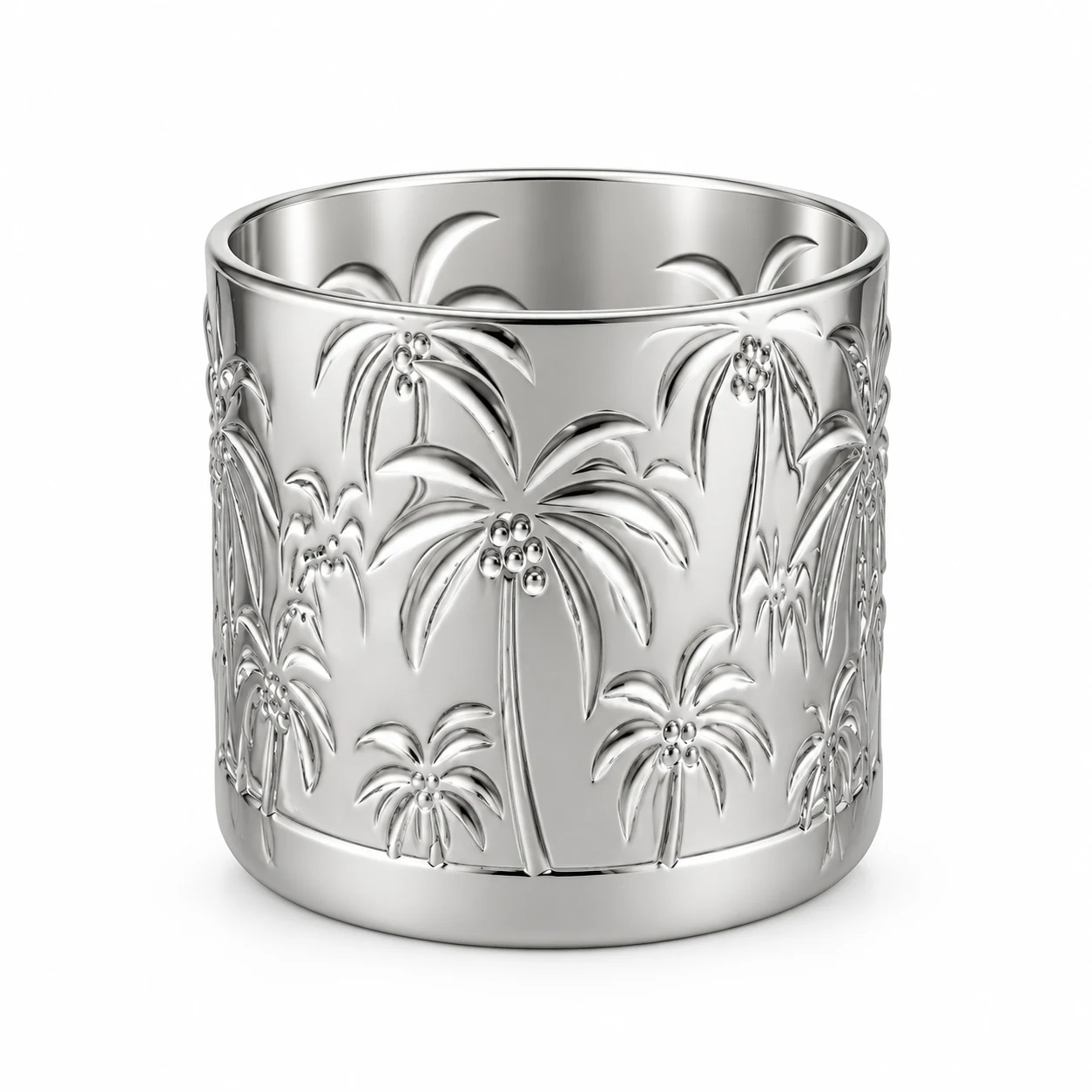 520ml Palm Tree-Pattern Glass Candle Jar - VSS-CJ-073 — silver