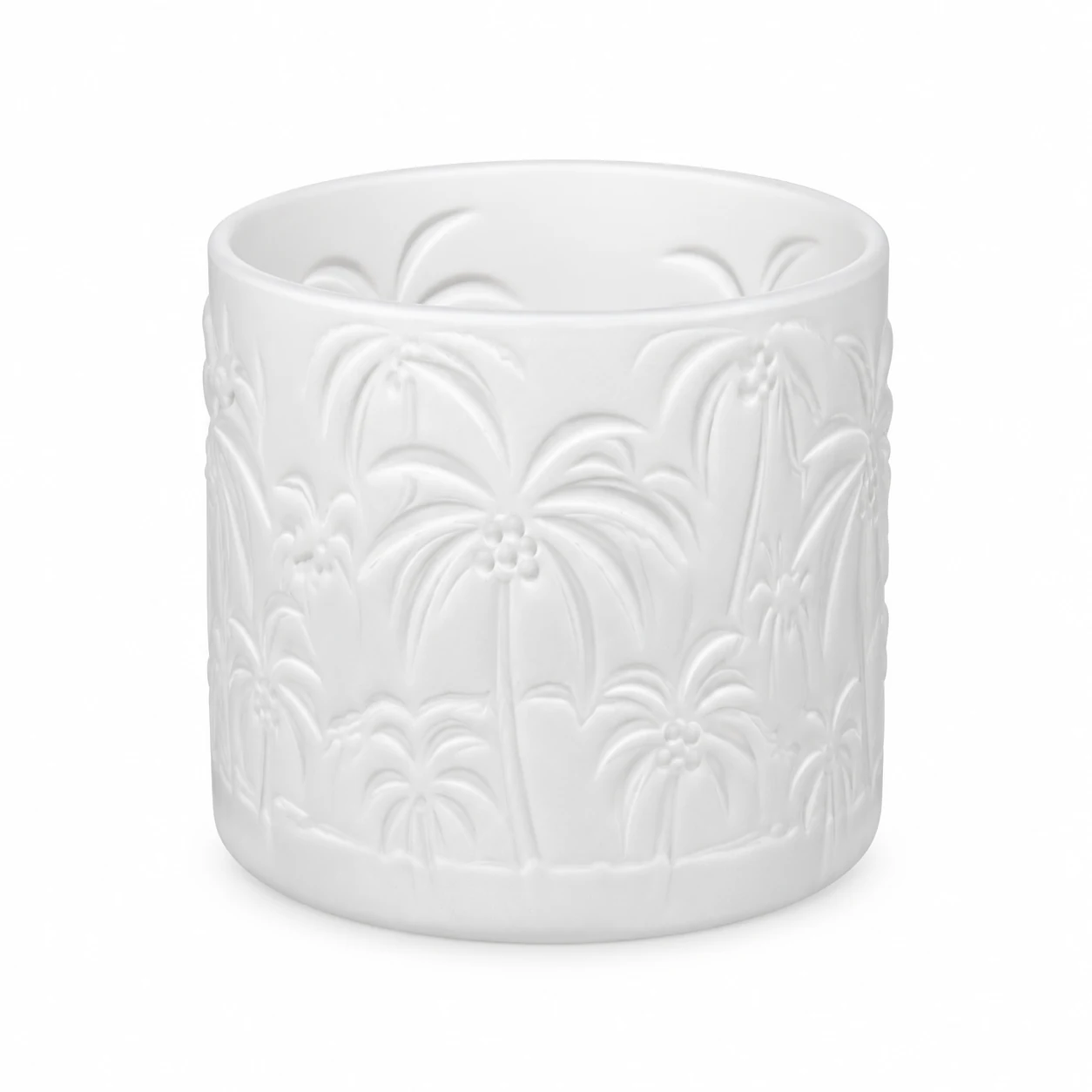 520ml Palm Tree-Pattern Glass Candle Jar - VSS-CJ-073 — white