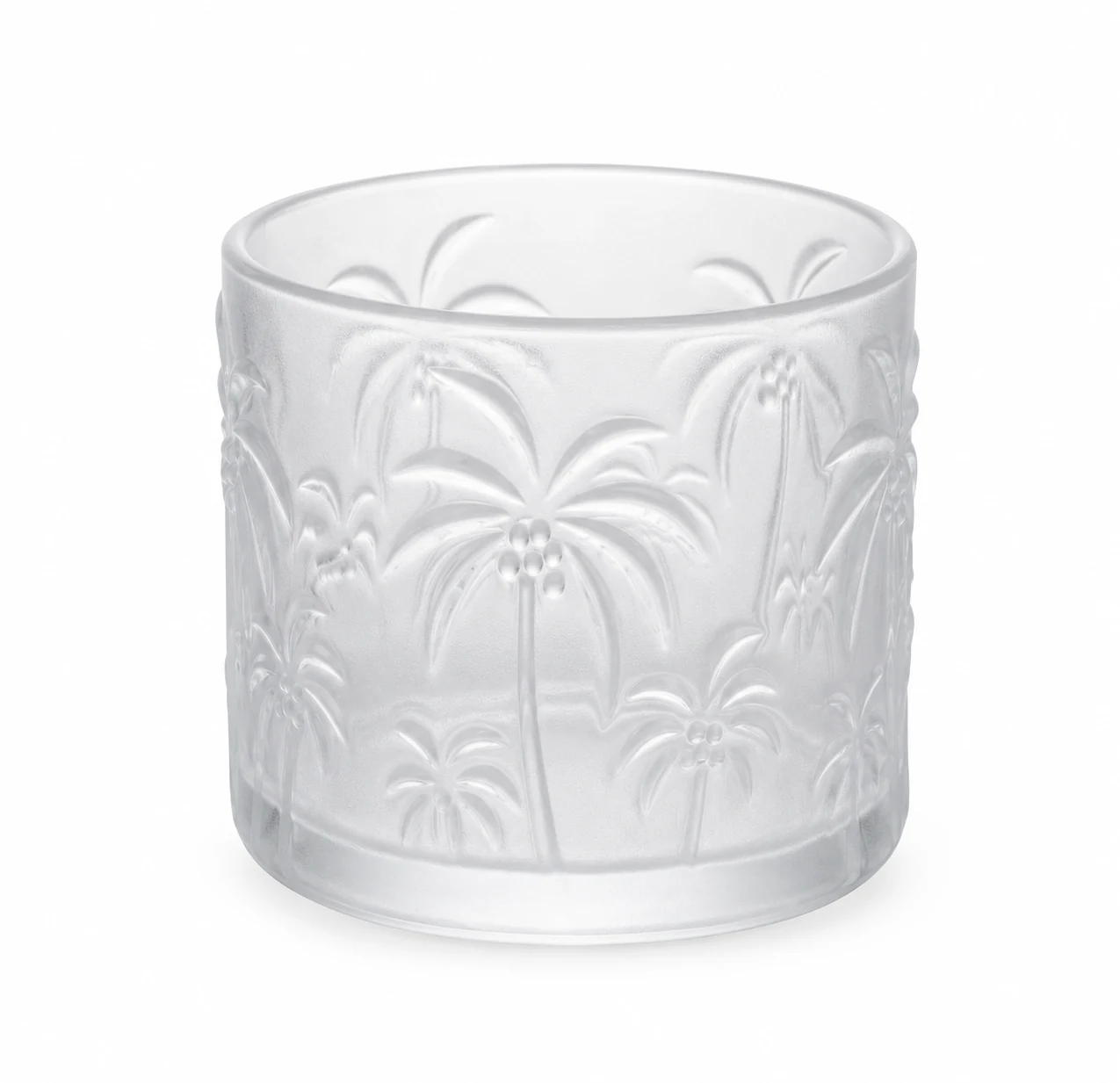 520ml Palm Tree-Pattern Glass Candle Jar - VSS-CJ-073 — frosted