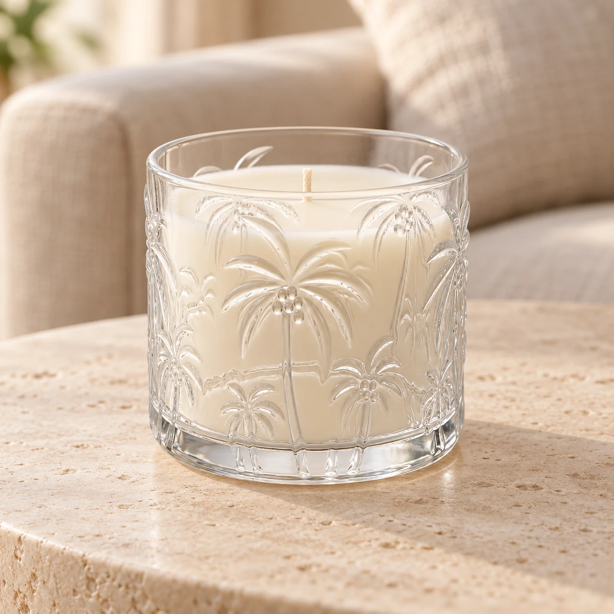 520ml Palm Tree-Pattern Glass Candle Jar - VSS-CJ-073 — lifestyle 01