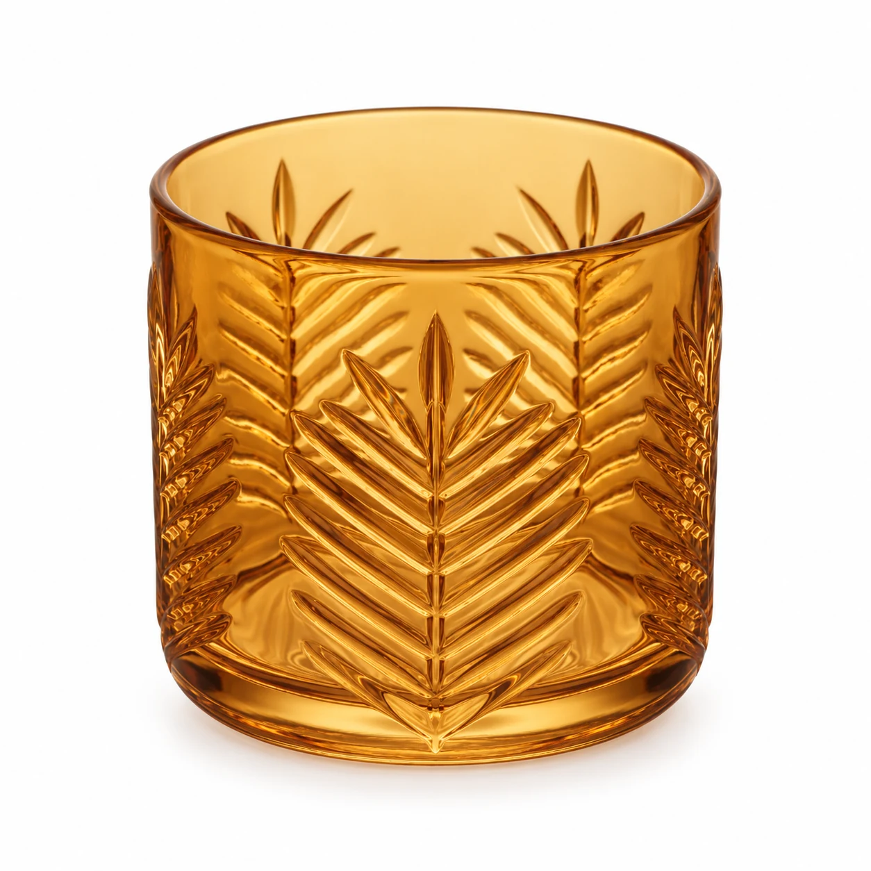 Fern-Pattern Glass Candle Jar (VSS-CJ-074) — amber