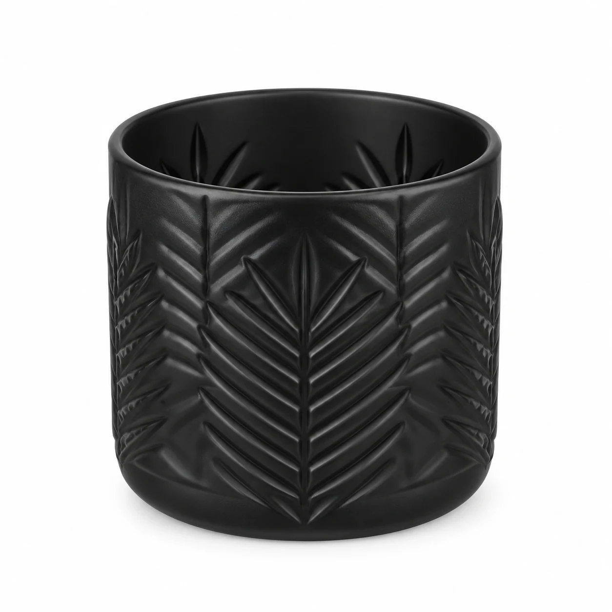 Fern-Pattern Glass Candle Jar (VSS-CJ-074) — black