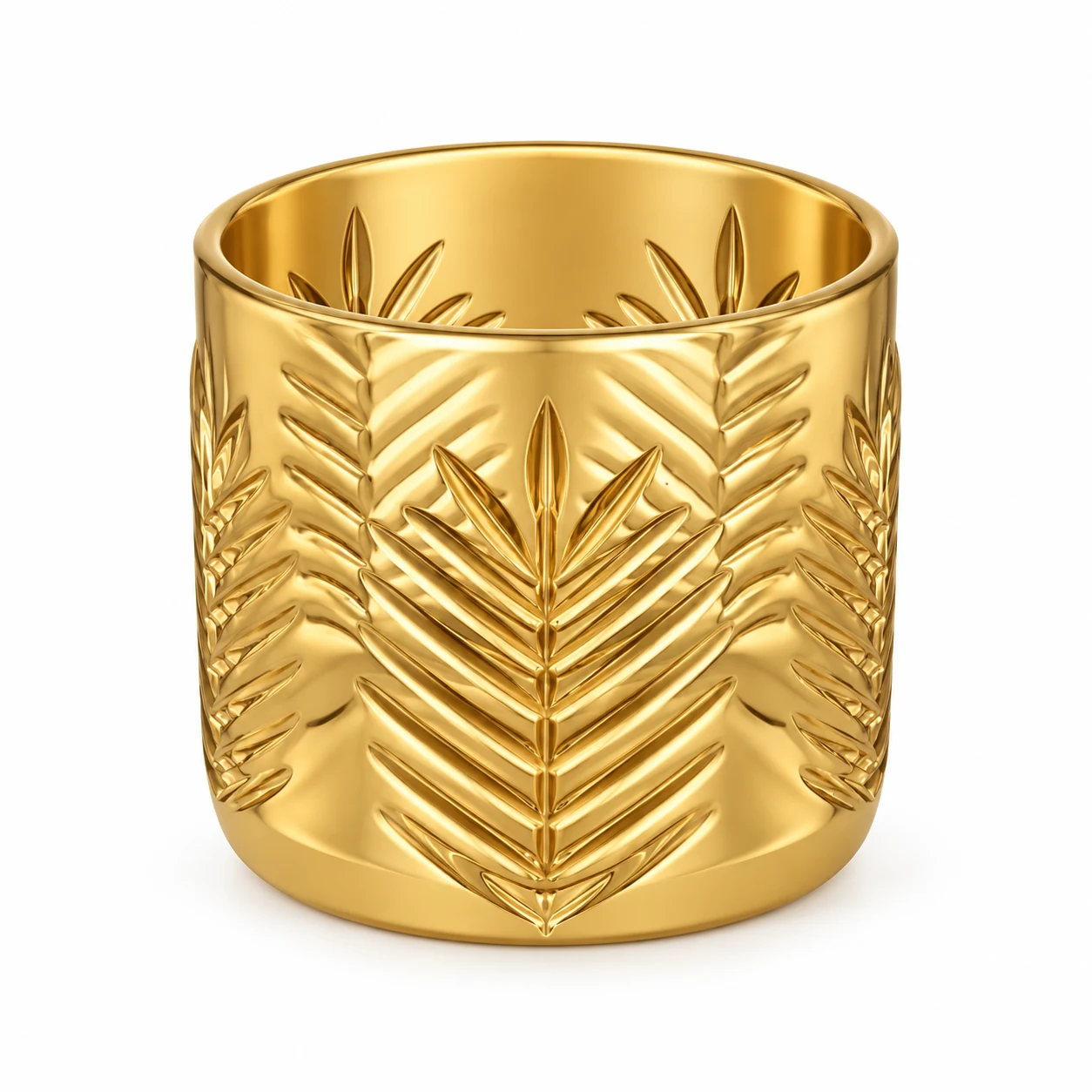 Fern-Pattern Glass Candle Jar (VSS-CJ-074) — gold