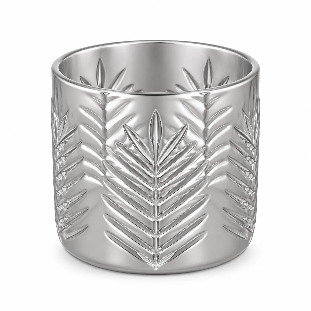 Fern-Pattern Glass Candle Jar (VSS-CJ-074) — silver