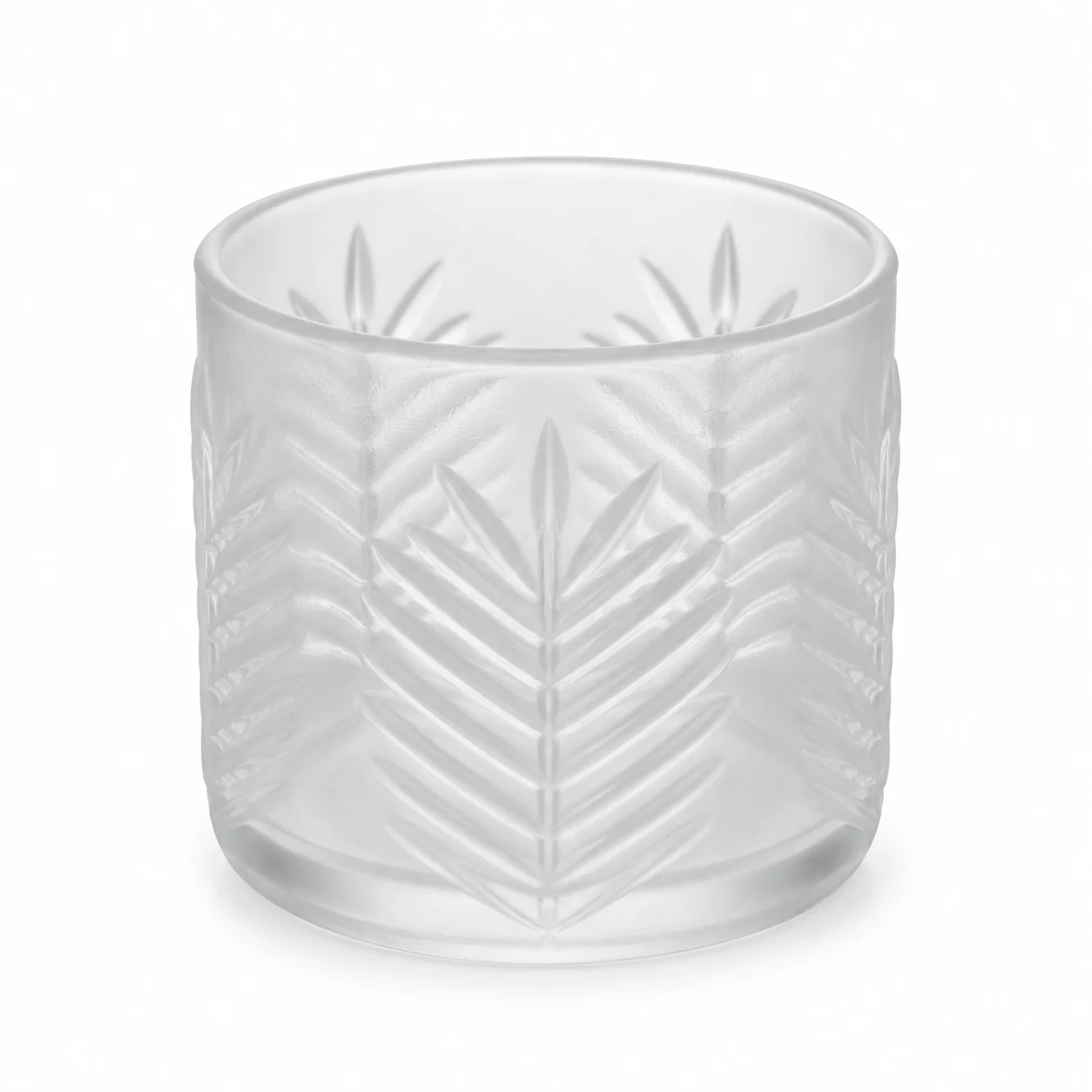 Fern-Pattern Glass Candle Jar (VSS-CJ-074) — frosted